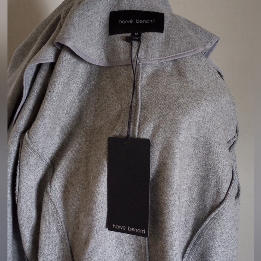 Harve Benard Wool Blend Gray Belted Wrap Coat Size Medium NWT - Picture 6 of 6